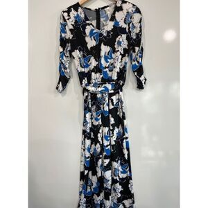 NY collection blue floral jumpsuit small